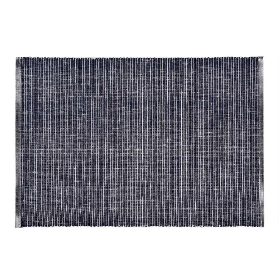 Table Linens * | World Market Distressed Blue Ribbed Placemats Set Of 4