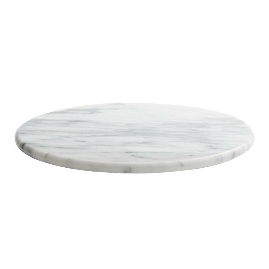 Serveware * | World Market White Marble Lazy Susan