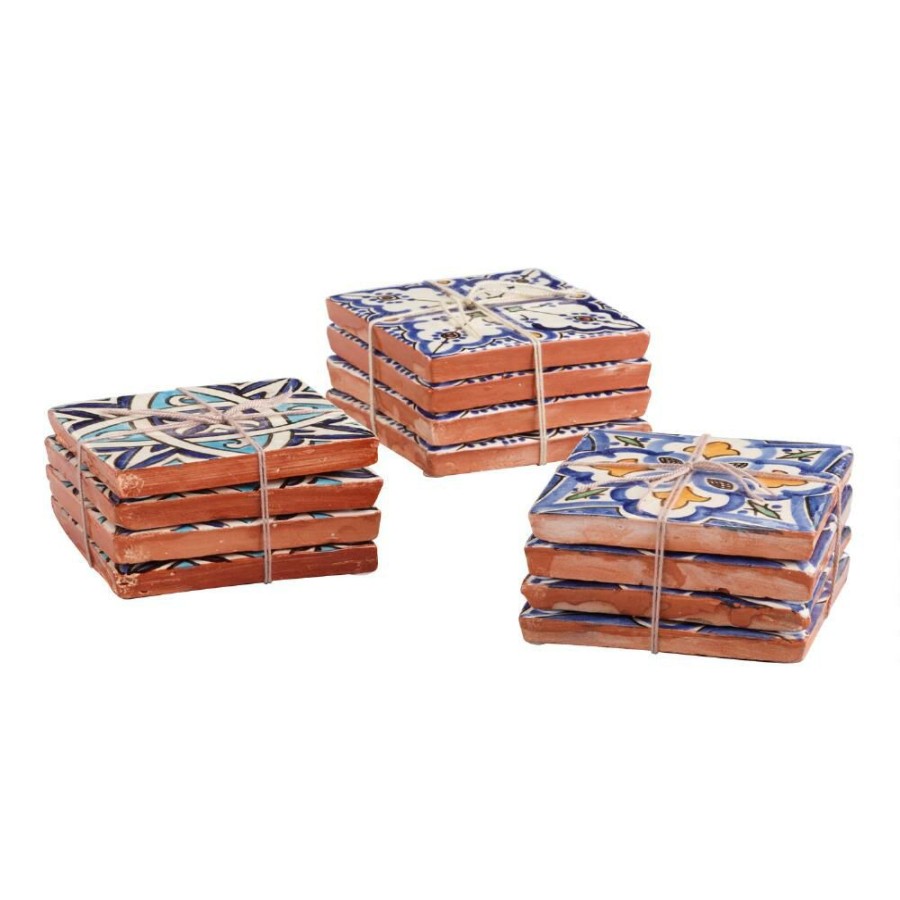 Bar * | World Market Terracotta Moroccan Tile Coasters 4 Pack