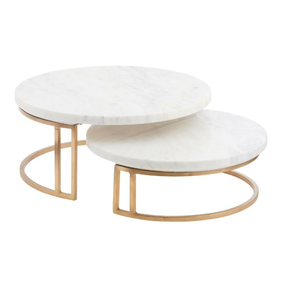 Serveware * | World Market White Marble And Gold Metal Pedestal Stand