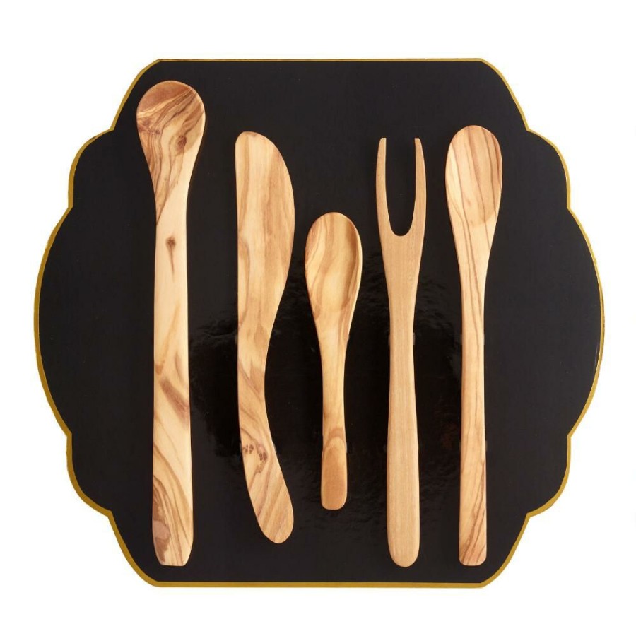 Flatware * | World Market Olive Wood Charcuterie And Cheese Serving Utensils 5 Pack