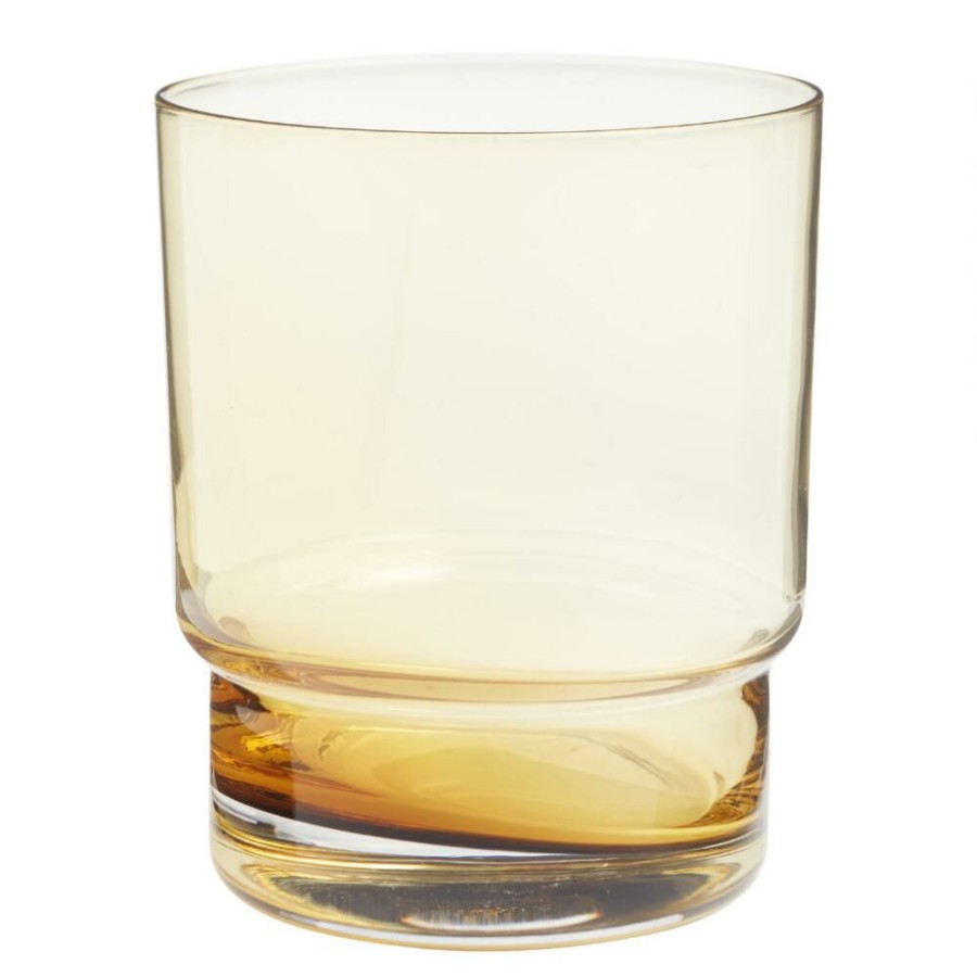 Drinkware * | World Market Amber Stackable Double Old Fashioned Glass Set Of 2