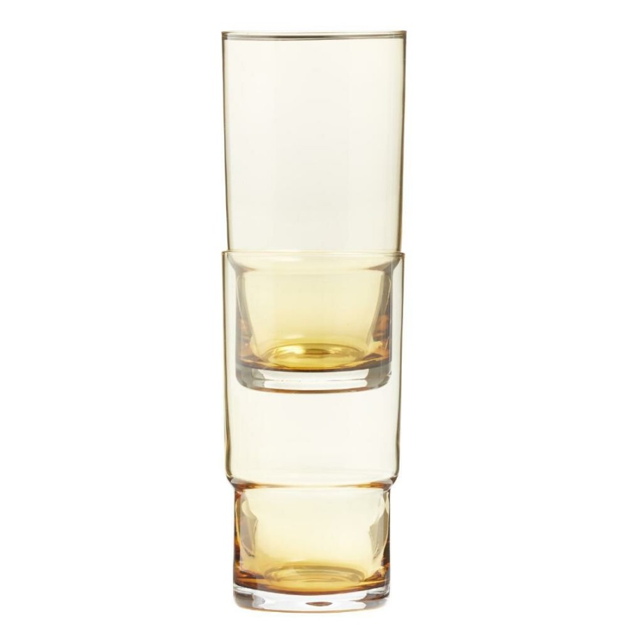 Drinkware * | World Market Amber Stackable Highball Glass Set Of 2