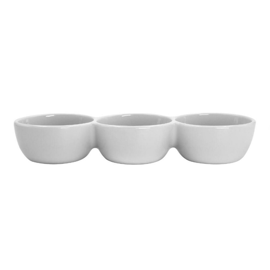 Serveware * | World Market White Porcelain Coupe Connected Dipping Bowls