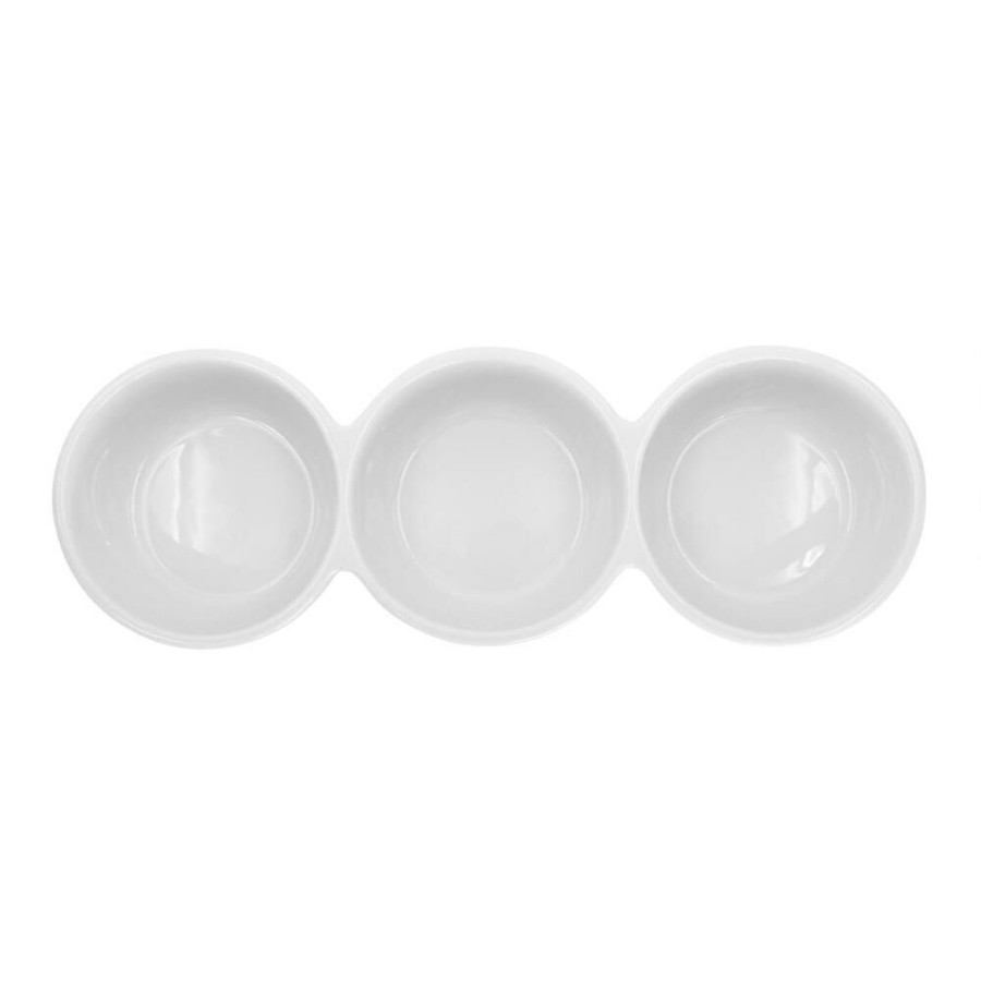 Serveware * | World Market White Porcelain Coupe Connected Dipping Bowls