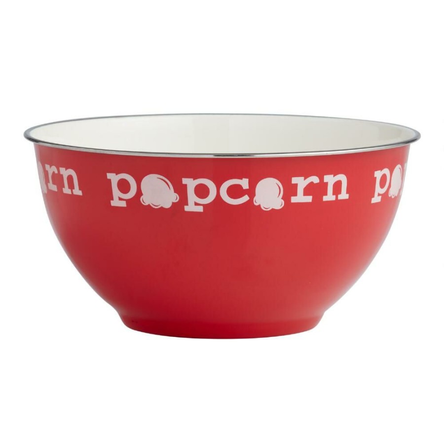 Serveware * | World Market Red Enamel Popcorn Serving Bowl