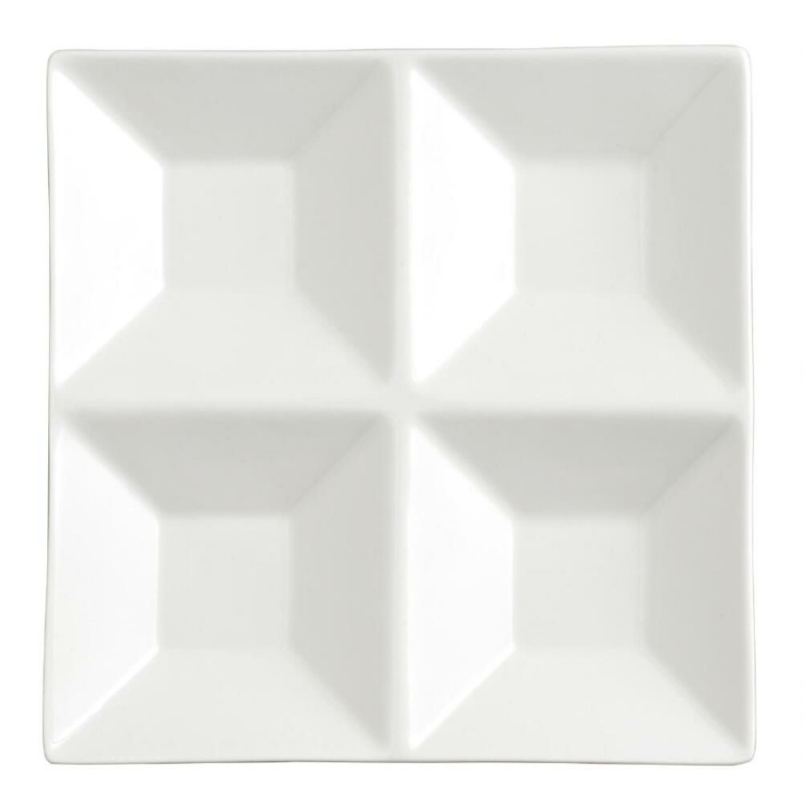 Dinnerware * | World Market White Porcelain Divided Tasting Tray Set Of 6