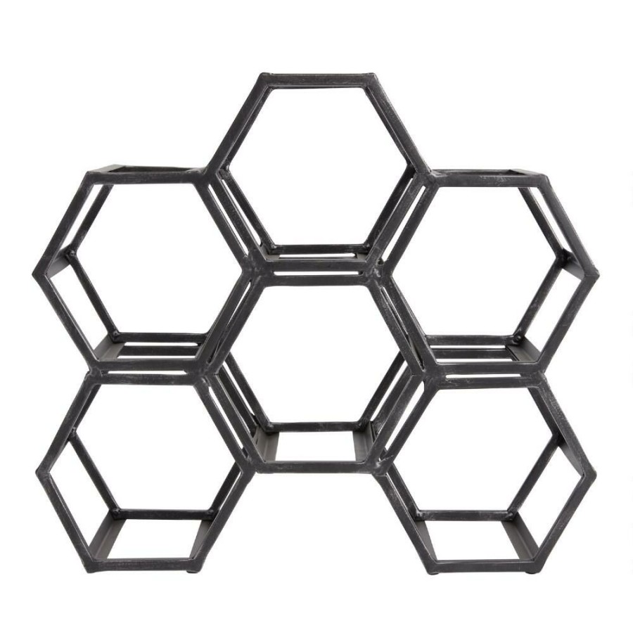 Bar * | World Market Black Hexagonal Wine Rack