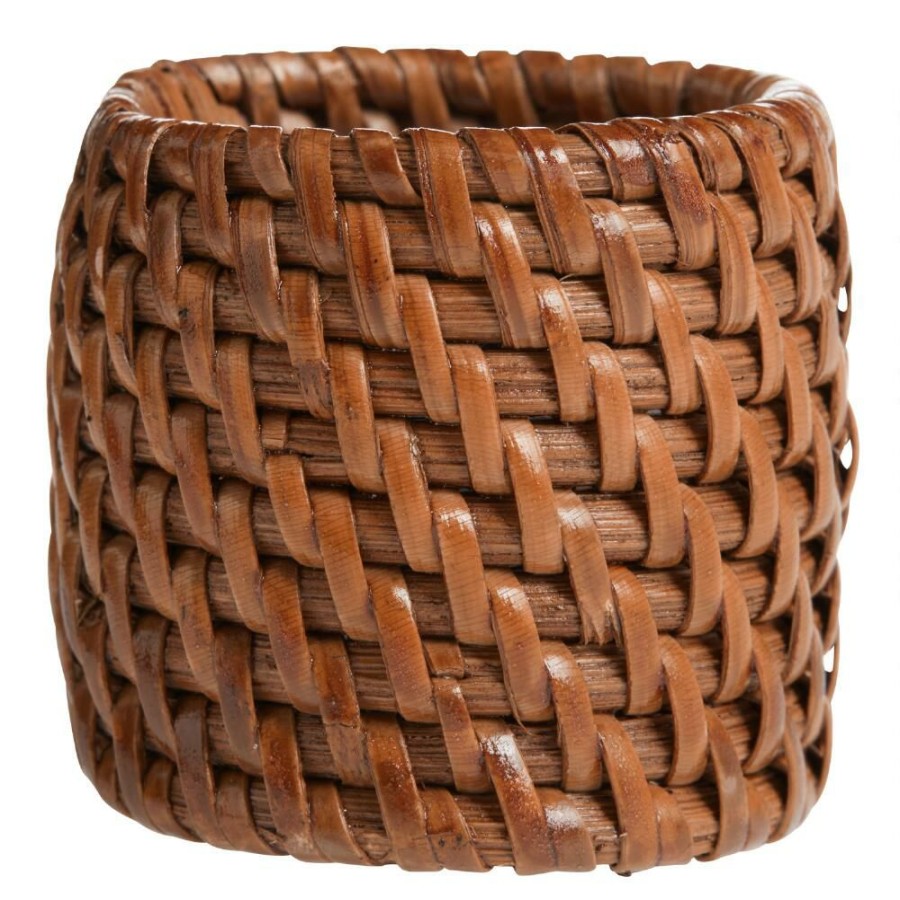 Table Linens * | World Market Honey Rattan Coiled Napkin Rings Set Of 2