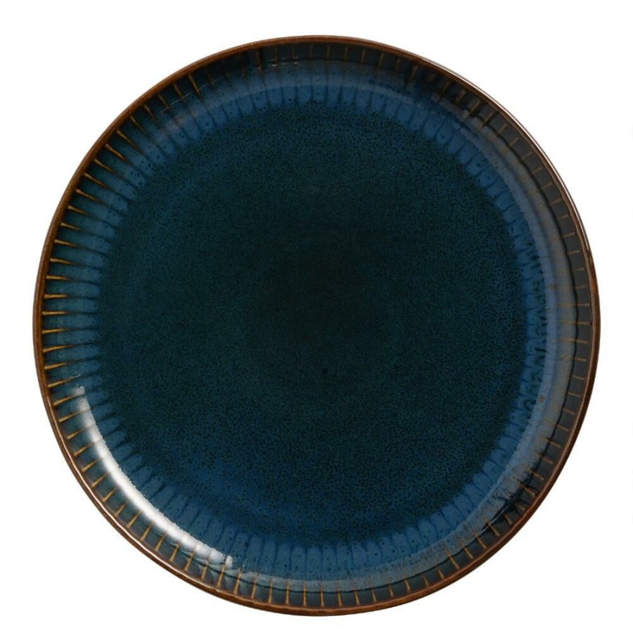 Dinnerware * | World Market Blue Reactive Glaze Ribbed Salad Plate