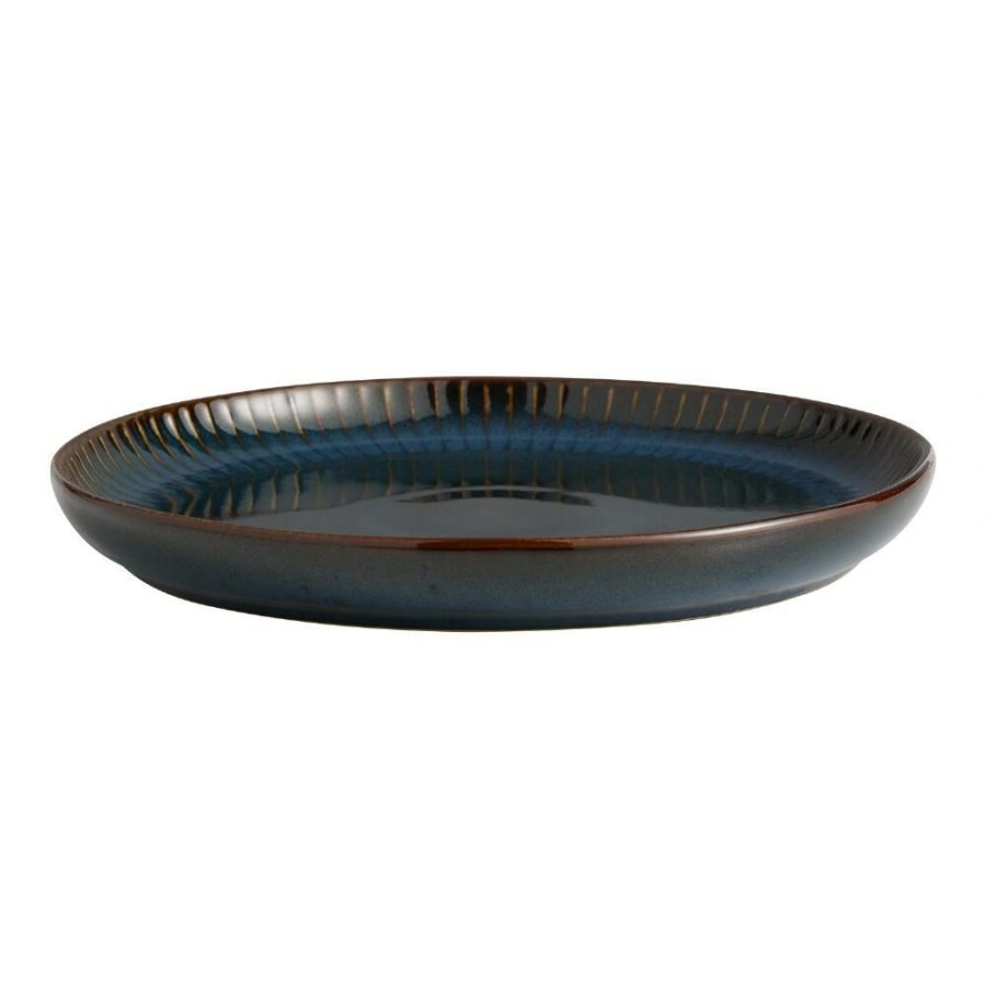 Dinnerware * | World Market Blue Reactive Glaze Ribbed Salad Plate