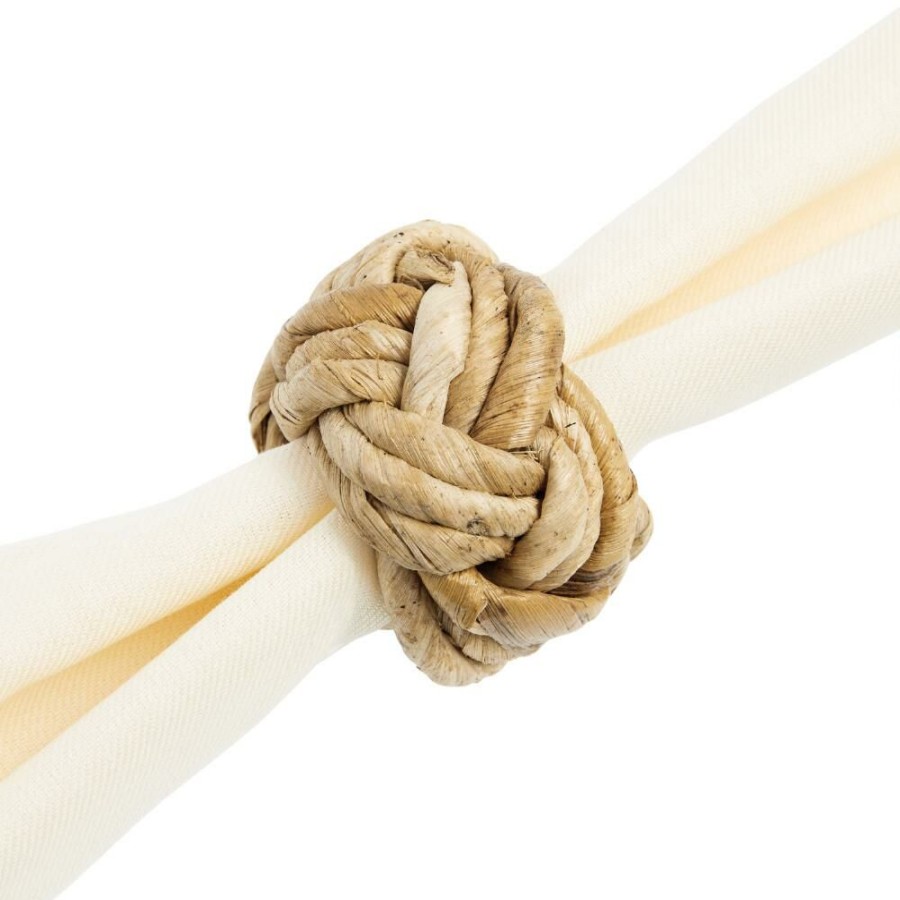 Table Linens * | World Market Natural Banana Bark Braided Napkin Rings Set Of 2