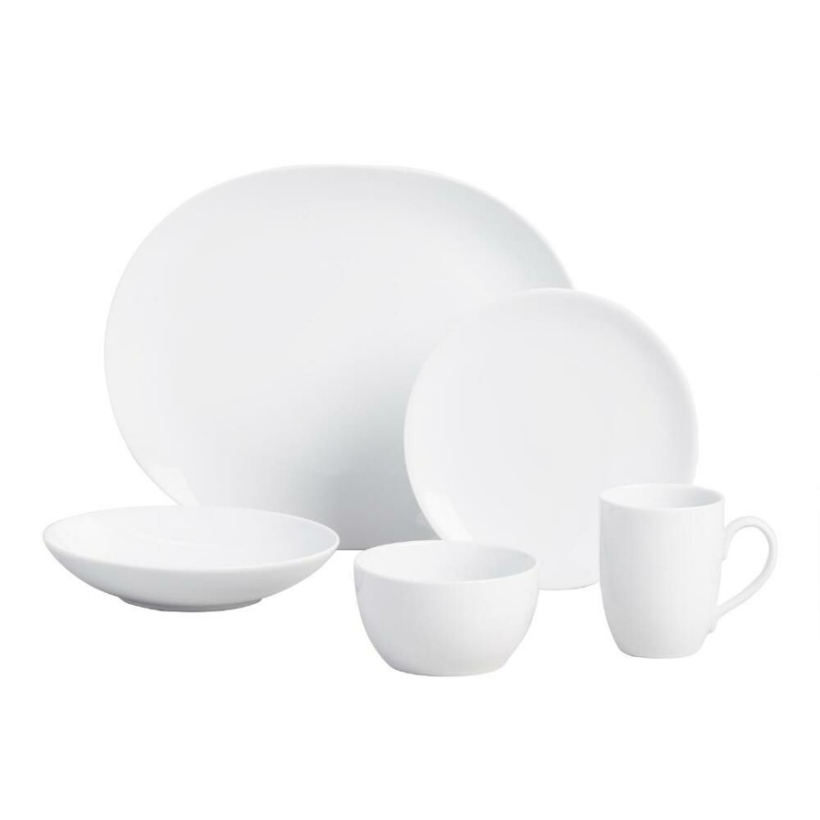 Dinnerware * | World Market Coupe White Porcelain Cereal Bowl Set Of 4