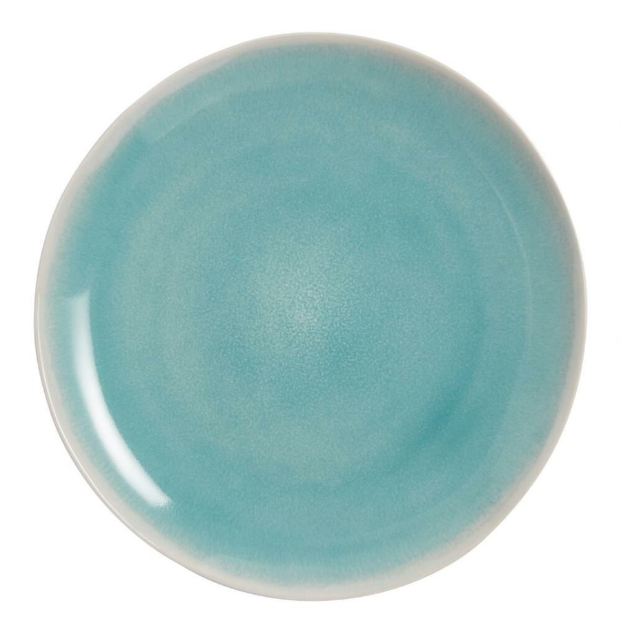 Dinnerware * | World Market Liliana Aqua And White Reactive Glaze Dinner Plate