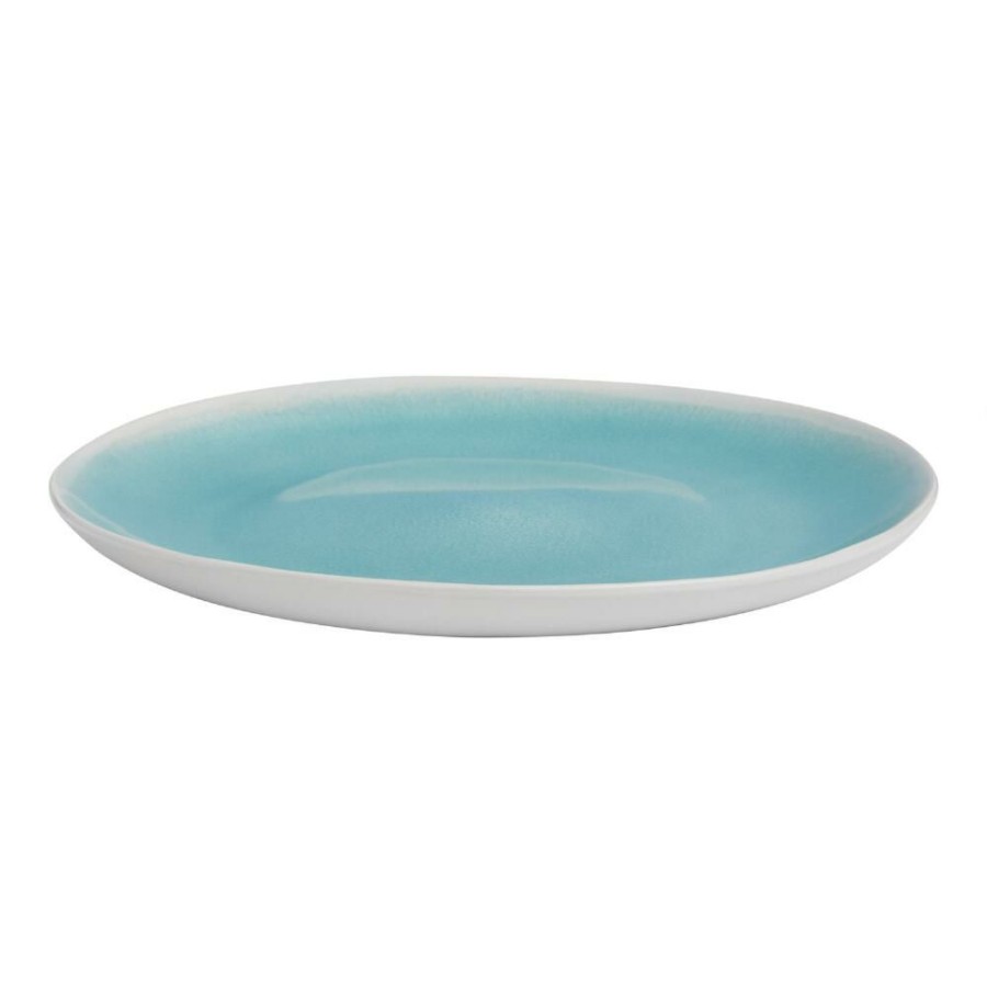 Dinnerware * | World Market Liliana Aqua And White Reactive Glaze Dinner Plate