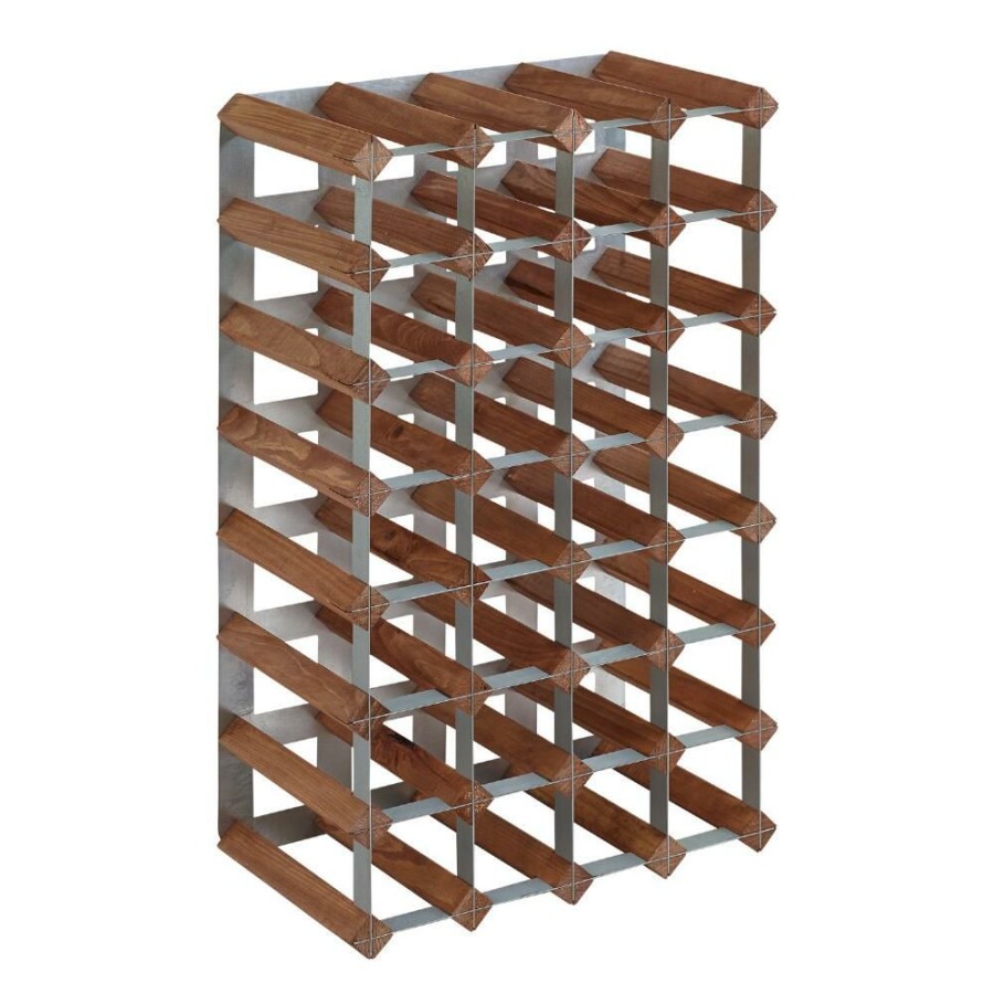 Bar * | World Market Wood And Metal 28 Bottle Industrial Wine Rack