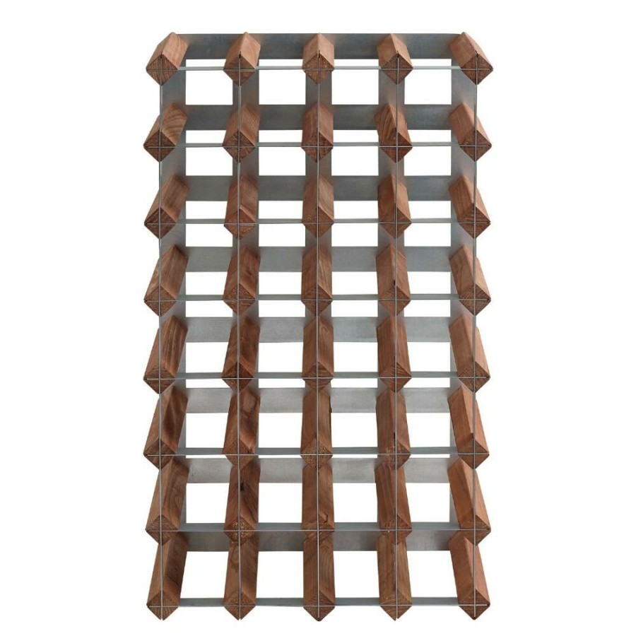 Bar * | World Market Wood And Metal 28 Bottle Industrial Wine Rack