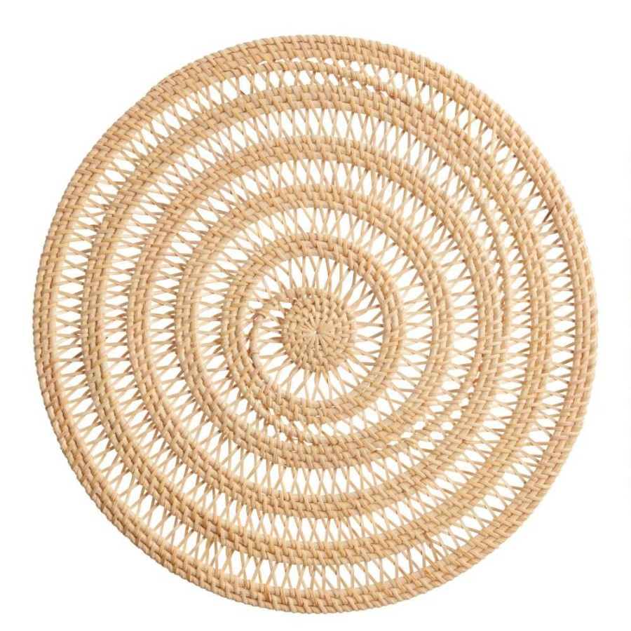 Table Linens * | World Market Round Natural Rattan Spiral Woven Placemat