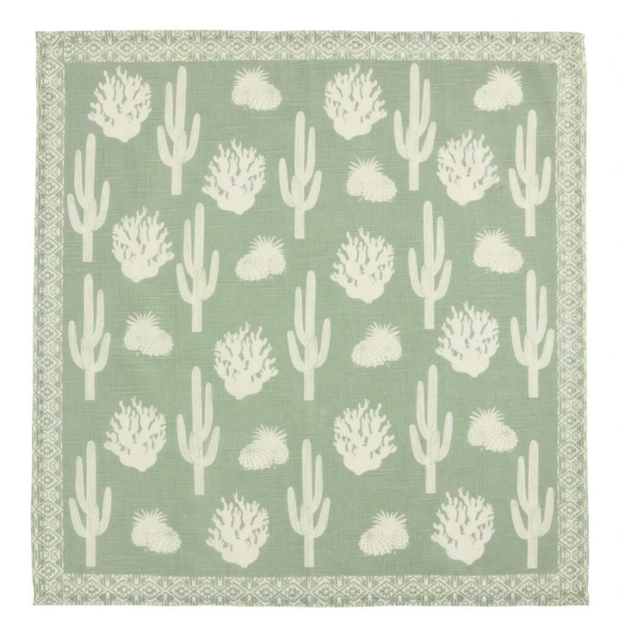 Table Linens * | World Market Sage Green Cactus Desert Napkins Set Of 4