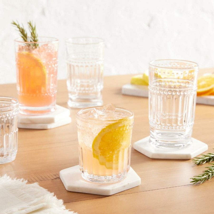 Drinkware * | World Market Clear Pressed Double Old Fashioned Glass Set Of 4