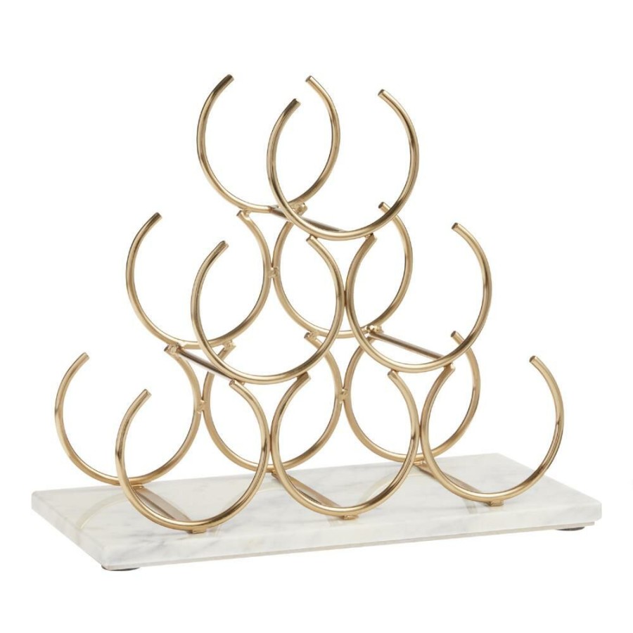 Bar * | World Market Marble And Gold 6 Bottle Wine Rack