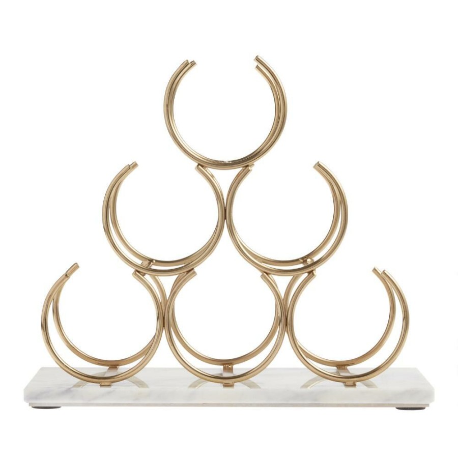 Bar * | World Market Marble And Gold 6 Bottle Wine Rack