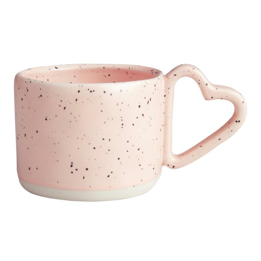 Drinkware * | World Market Reactive Glaze Heart Handle Ceramic Mug Pink