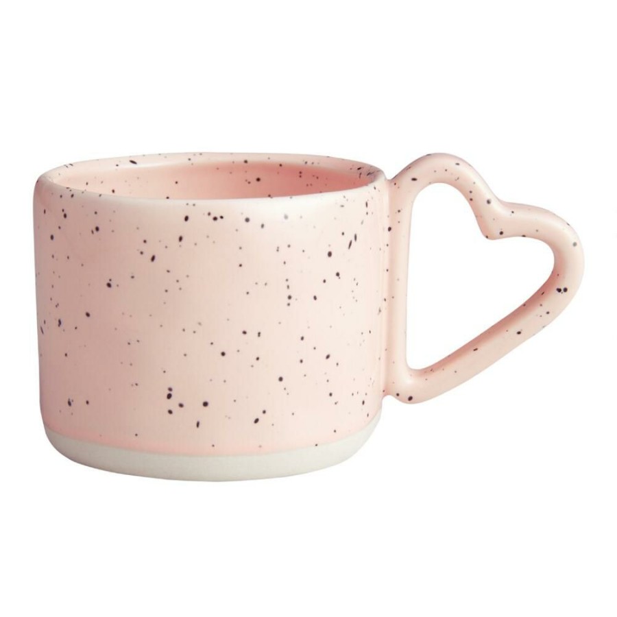 Drinkware * | World Market Reactive Glaze Heart Handle Ceramic Mug Pink