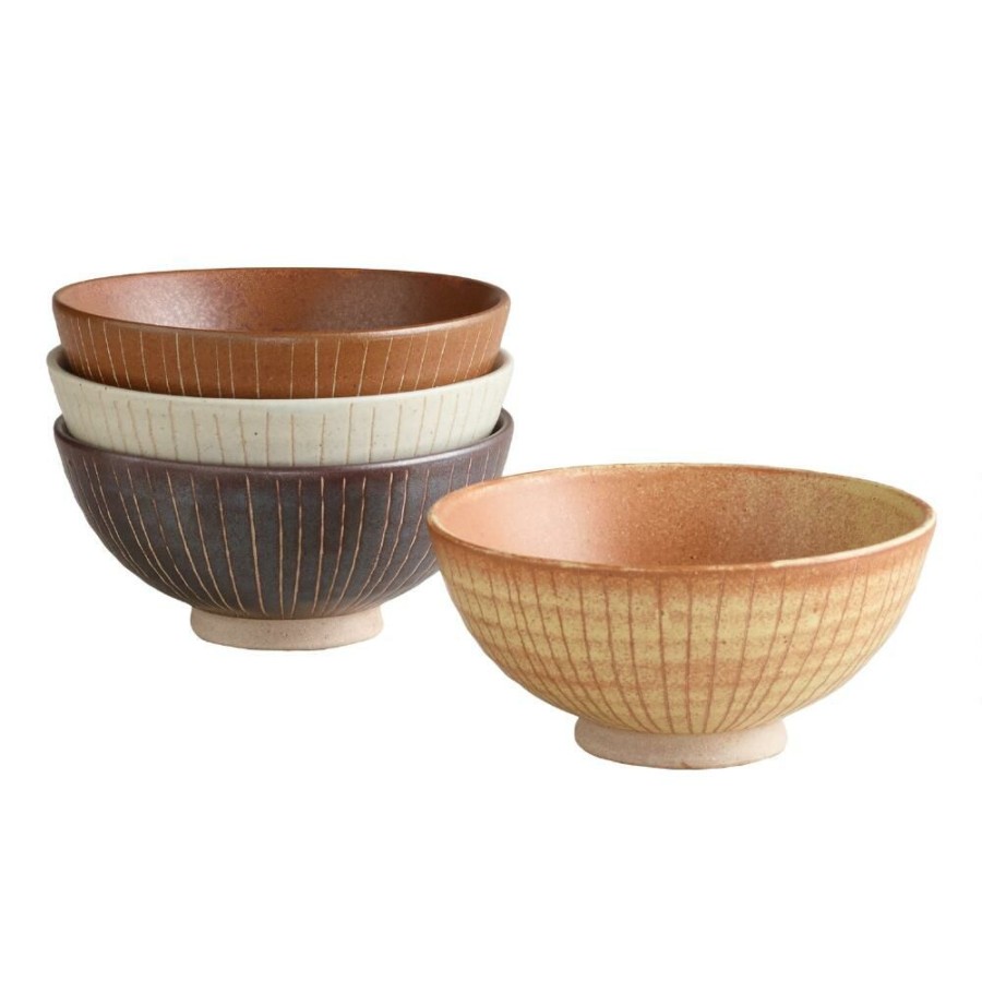 Dinnerware * | World Market Fuji Lines Rice Bowl Set Of 4