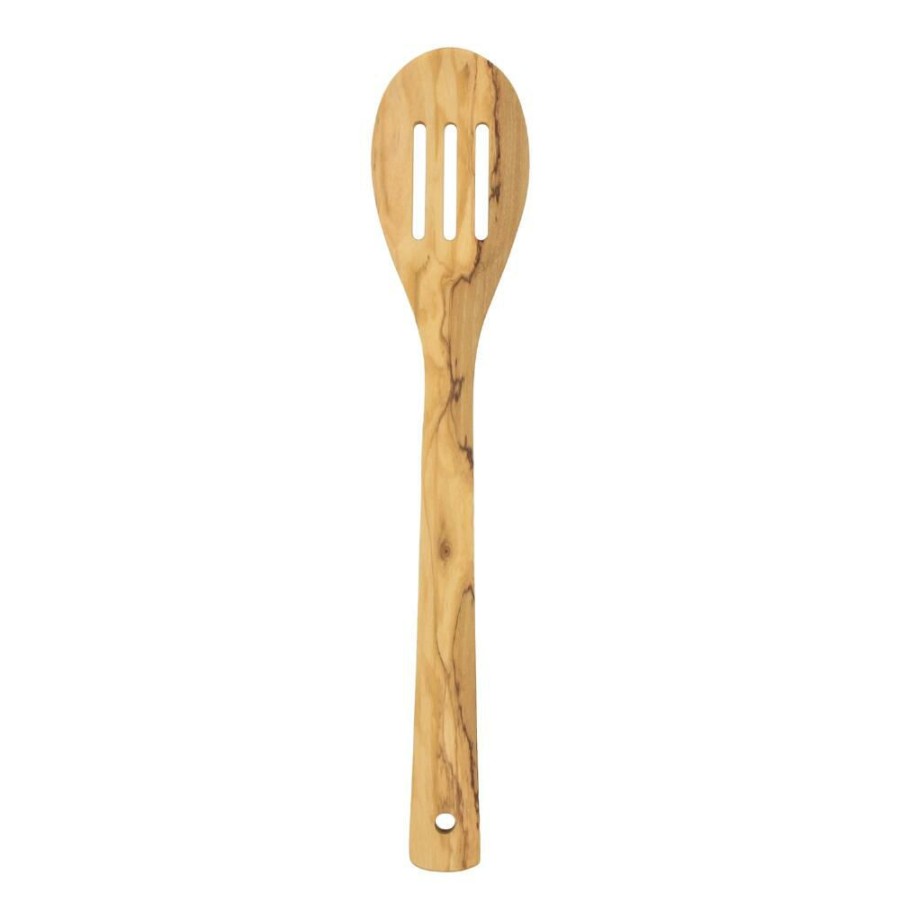 Flatware * | World Market Olive Wood Slotted Serving Spoon