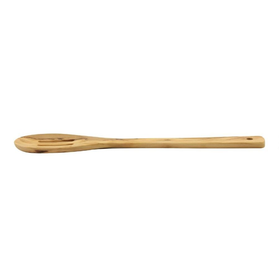 Flatware * | World Market Olive Wood Slotted Serving Spoon