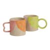 Drinkware * | World Market Reactive Glaze Ovals Hand Painted Ceramic Mug Orange