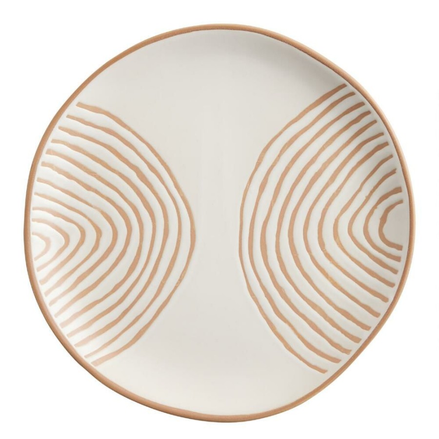 Dinnerware * | World Market Drake Natural Clay Geo Wax Resist Salad Plate