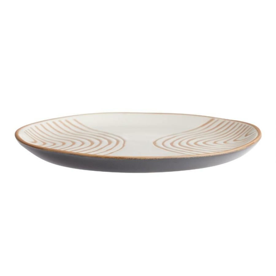 Dinnerware * | World Market Drake Natural Clay Geo Wax Resist Salad Plate