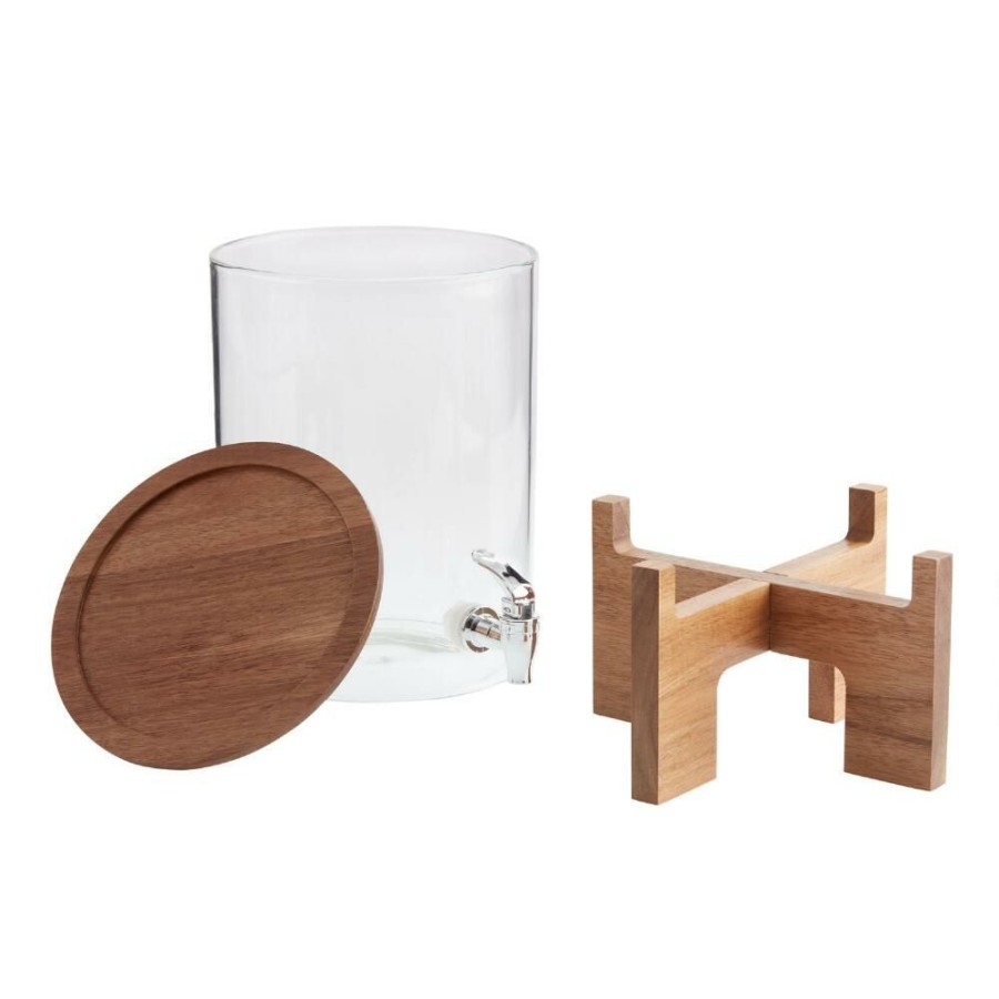 Drinkware * | World Market Glass And Acacia Wood Drink Dispenser With Stand