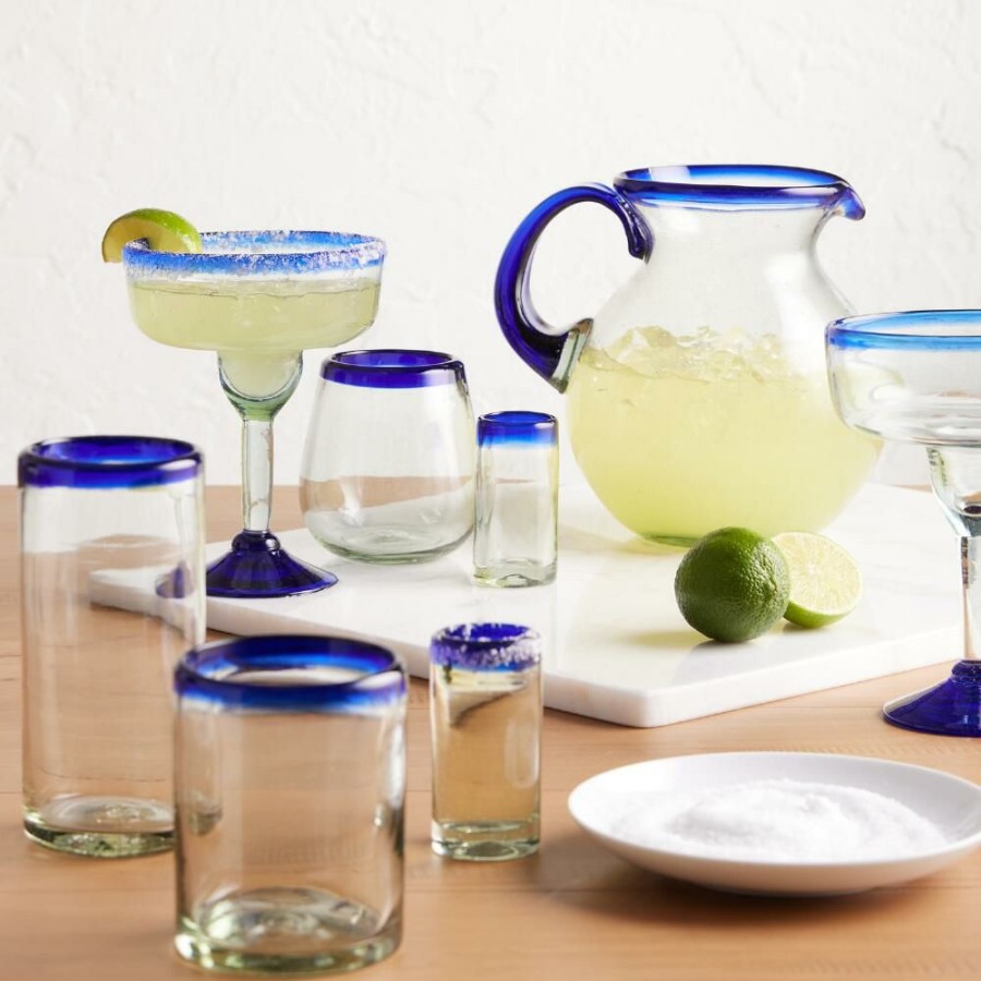 Drinkware * | World Market Rocco Blue Margarita Glass Pitcher