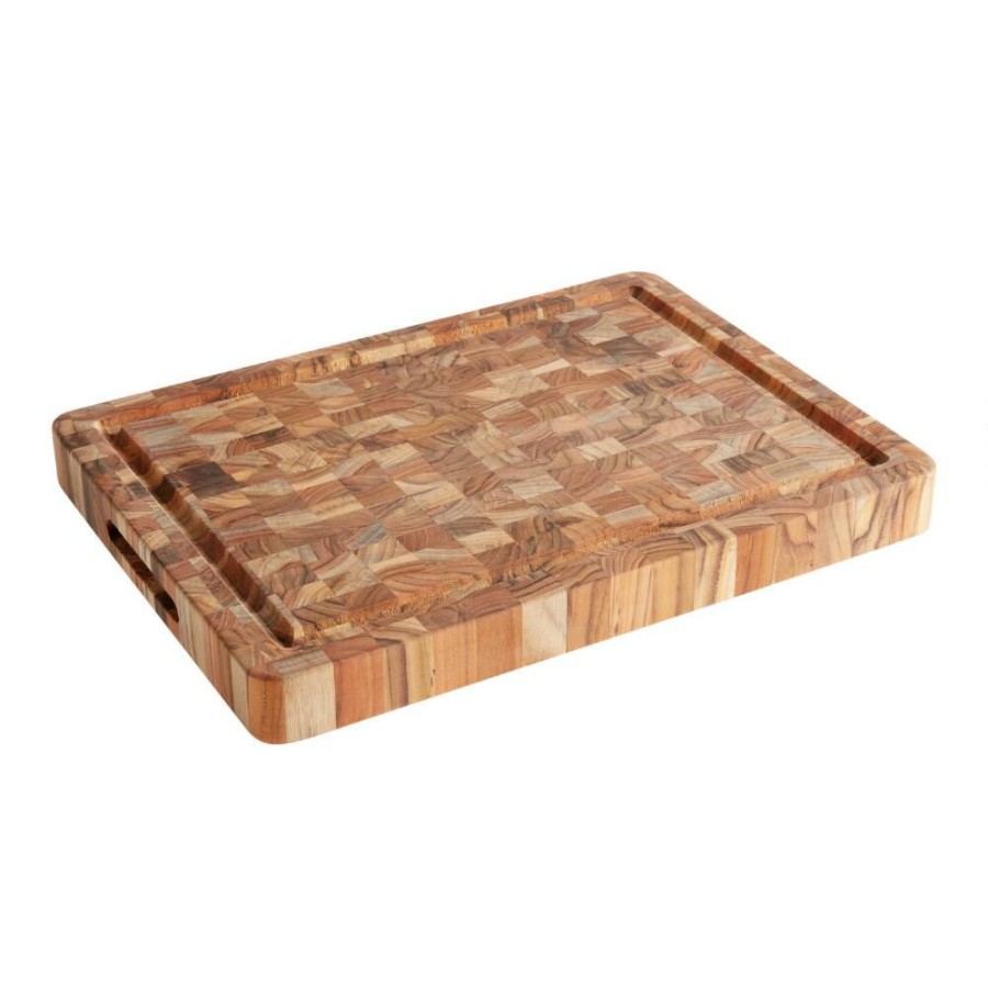 Kitchen Tools & Accessories * | World Market Teakhaus End Grain Wood Reversible Trencher Butcher Block