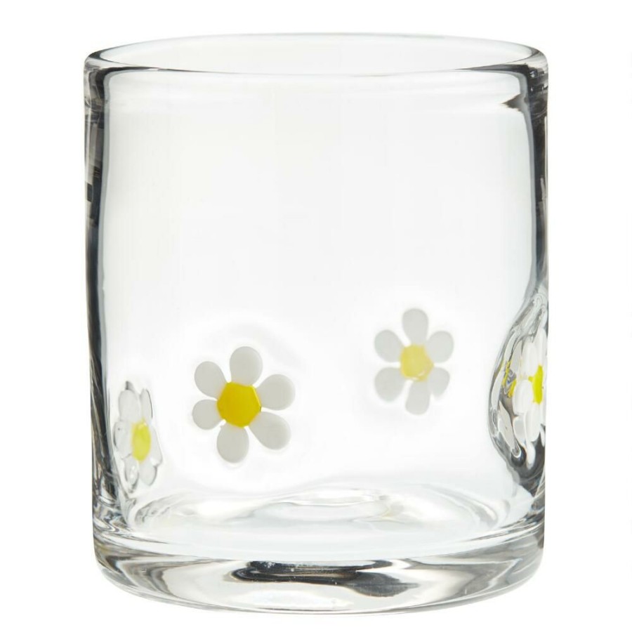 Drinkware * | World Market Daisy Inlay Double Old Fashioned Glass