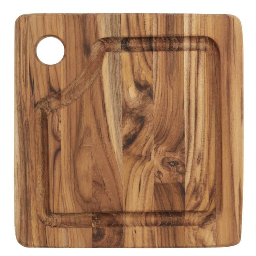 Kitchen Tools & Accessories * | World Market Mini Teakhaus Edge Grain Wood Trencher Cutting Board