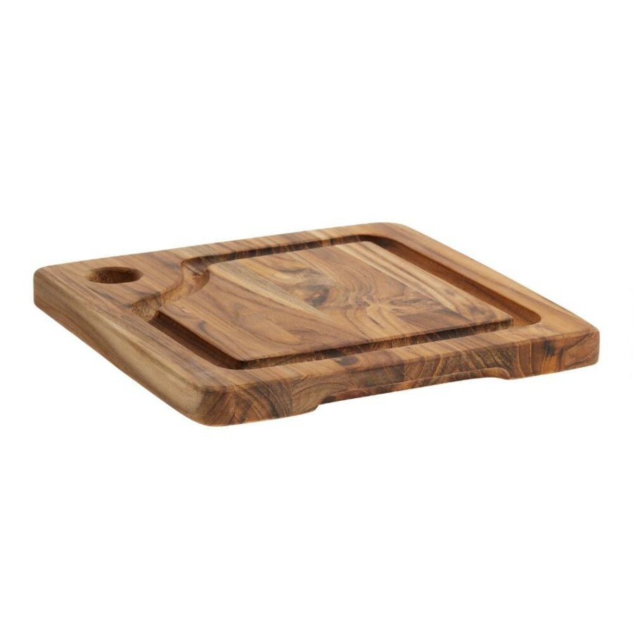 Kitchen Tools & Accessories * | World Market Mini Teakhaus Edge Grain Wood Trencher Cutting Board