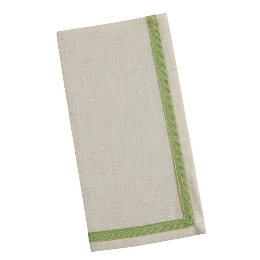 Table Linens * | World Market White Cotton Blend Napkins With Woven Border