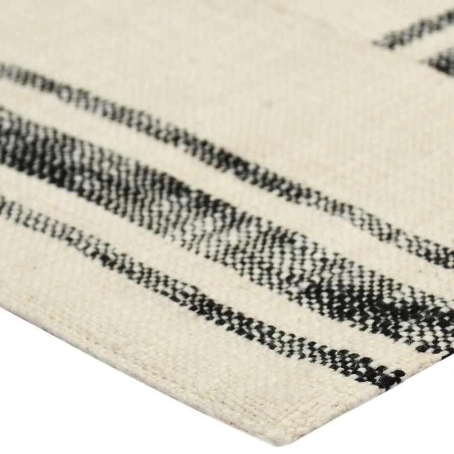 Table Linens * | World Market Ivory And Black Rustic Stripe Patch Placemats Set Of 4