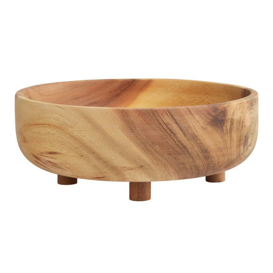 Serveware * | World Market Acacia Wood Footed Serving Bowl