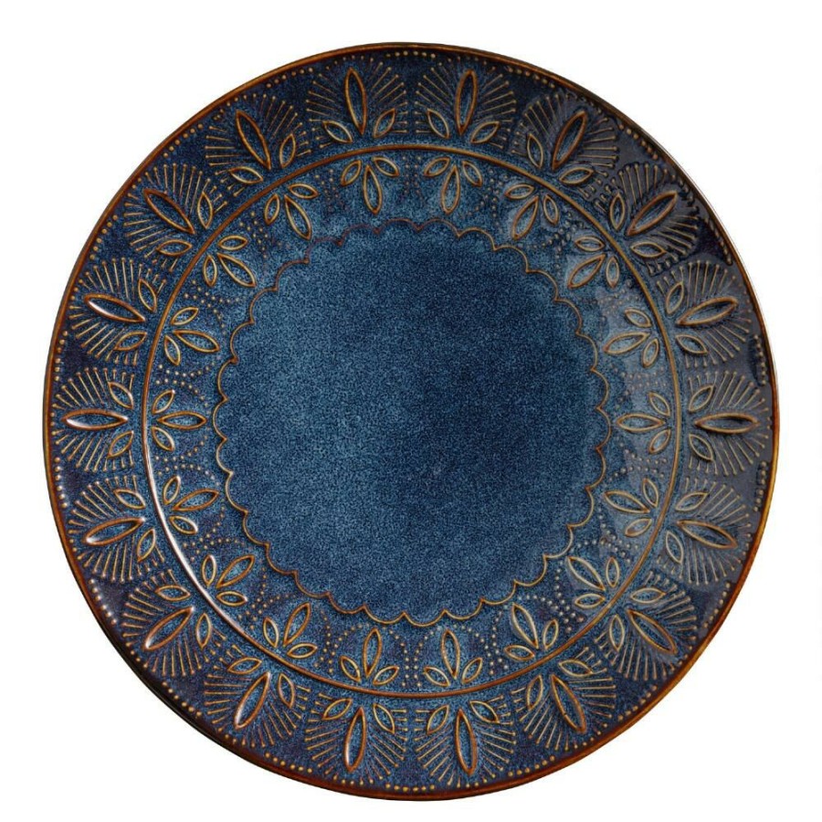 Dinnerware * | World Market Willow Indigo Blue Embossed Salad Plate