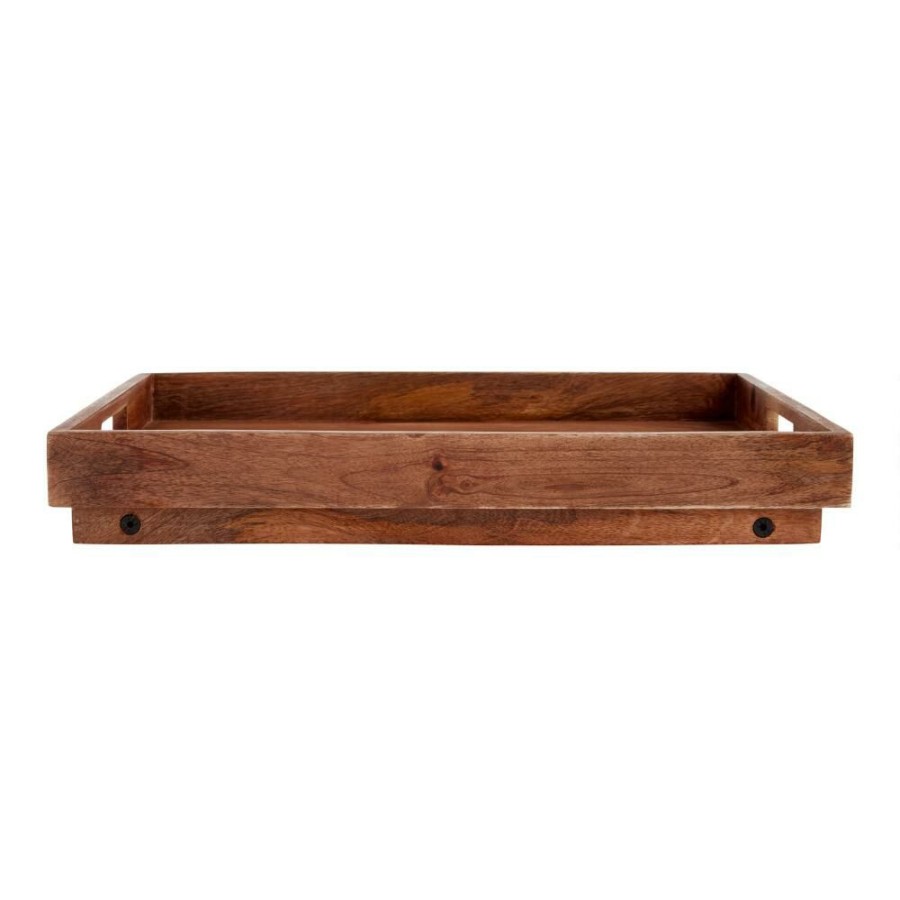 Serveware * | World Market Natural Wood Bed Serving Tray With Folding Legs