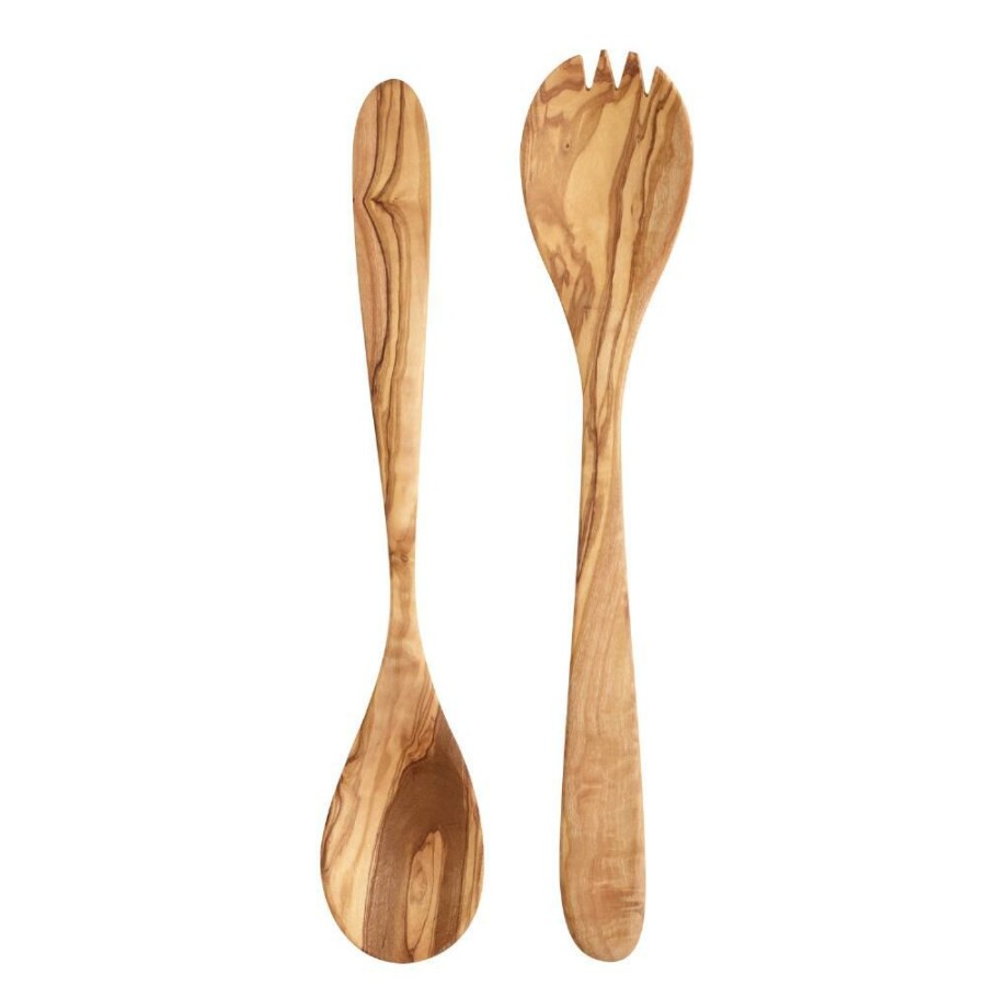 Flatware * | World Market Olive Wood Salad Servers 2 Piece Set