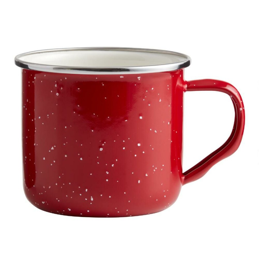 Drinkware * | World Market Red Speckled Enamel Steel Mug