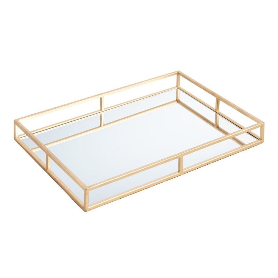 Bar * | World Market Cole Antique Brass Mirrored Bar Tray