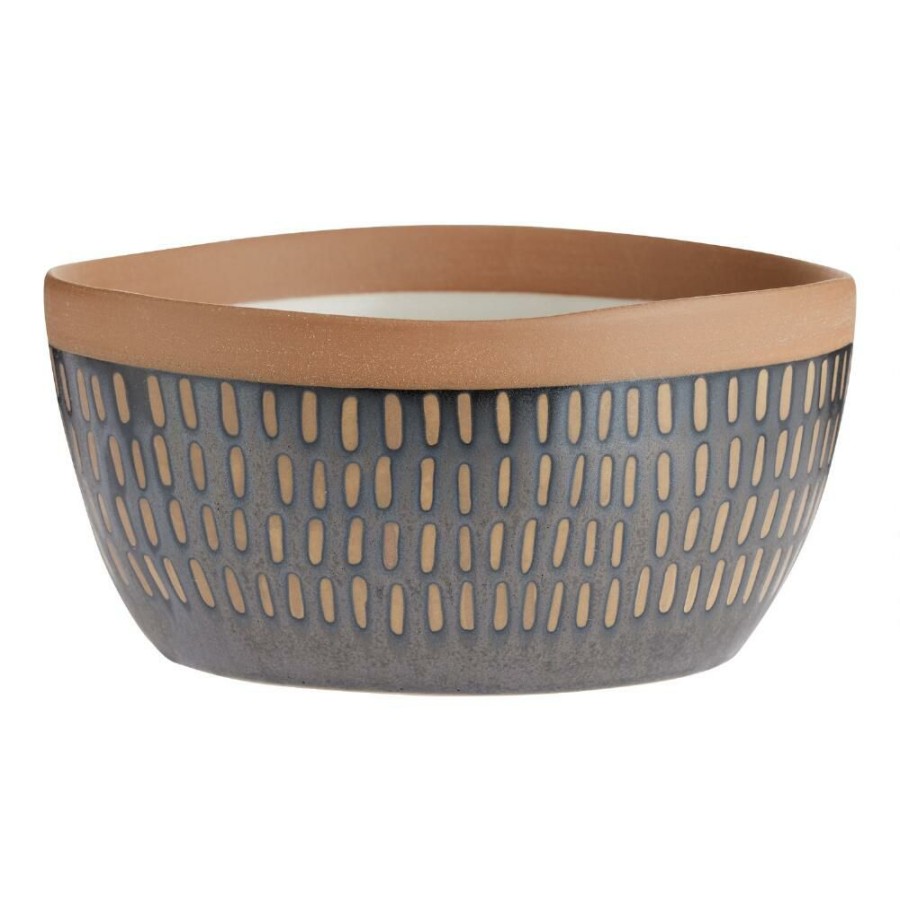 Dinnerware * | World Market Drake Natural Clay Geo Wax Resist Bowl