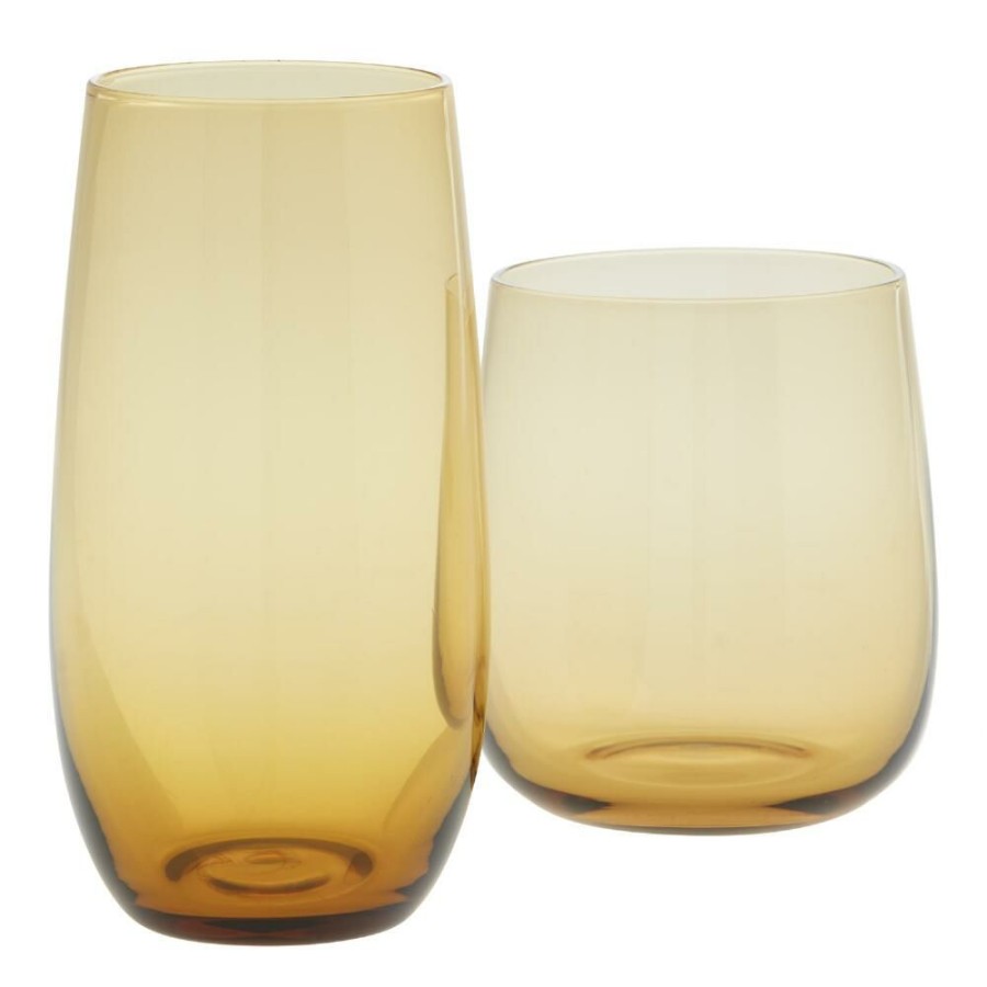 Drinkware * | World Market Wynn Amber Bar Glass Set Of 2